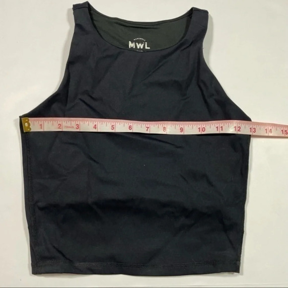 New Madewell MWL Form Racerback Crop Tank Top Black NA554 - Picture 9 of 9